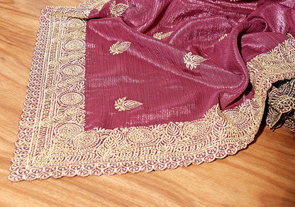 Mauve Majesty Zari Chiffon Saree (New 211-R-211)