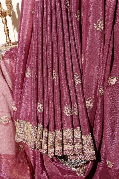 Mauve Majesty Zari Chiffon Saree (New 211-R-211)