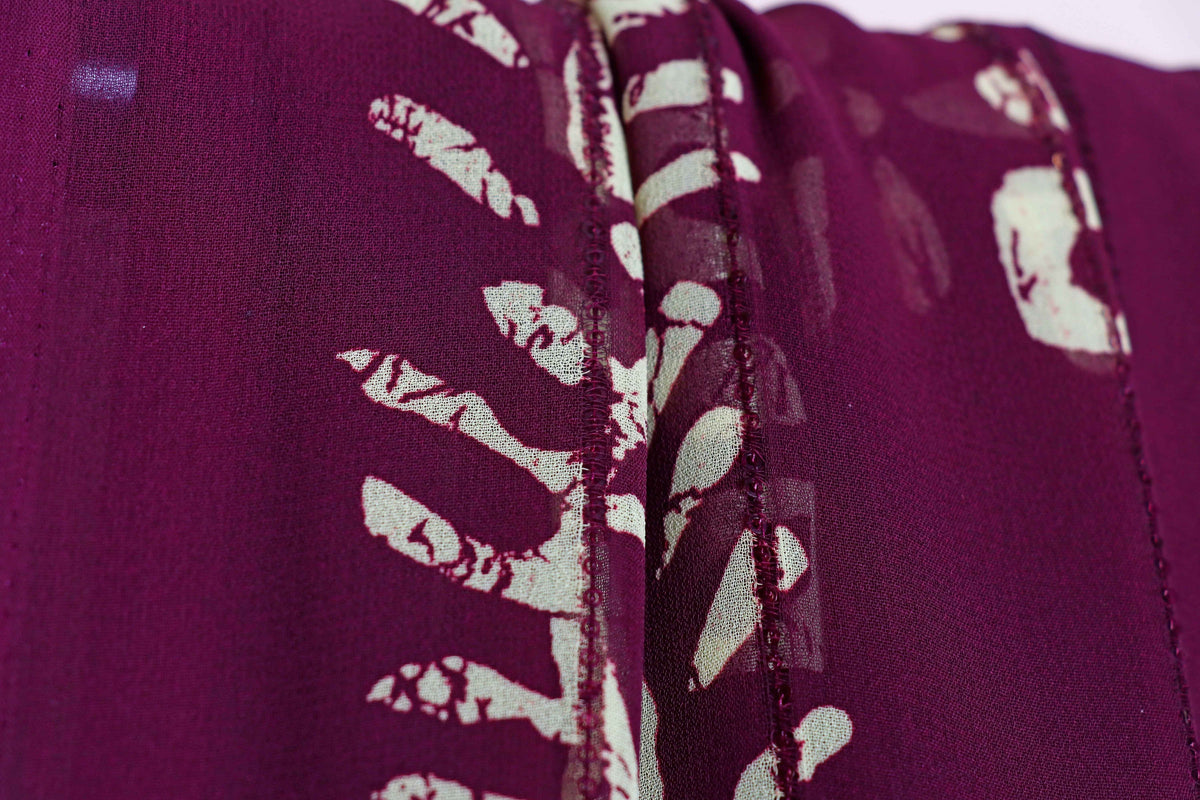 Maroon Batik Botanical Georgette Saree - 974