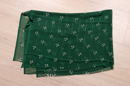Bottle Green Batik Botanical Georgette Saree - 978