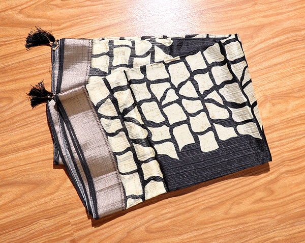 Stone Mosaic Block Print Saree (New 214-R-214)