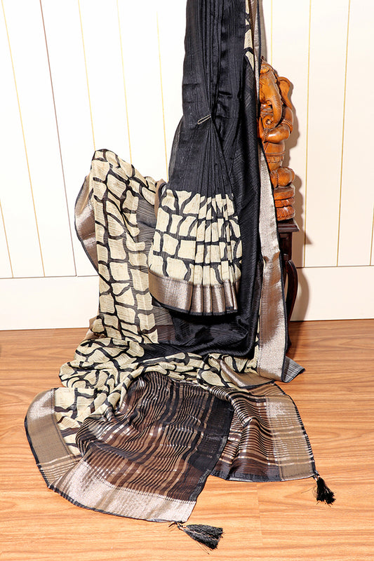 Stone Mosaic Block Print Saree (New 214-R-214)