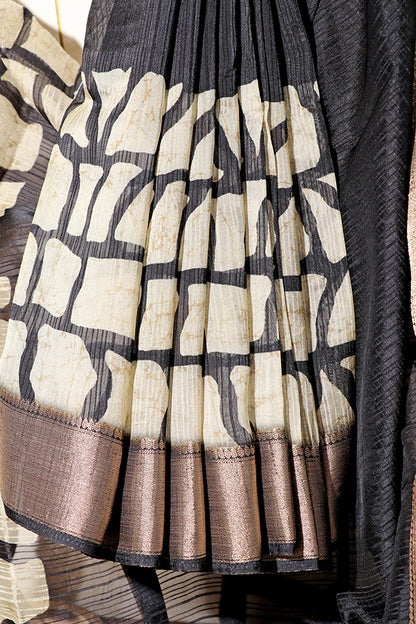 Stone Mosaic Block Print Saree (New 214-R-214)