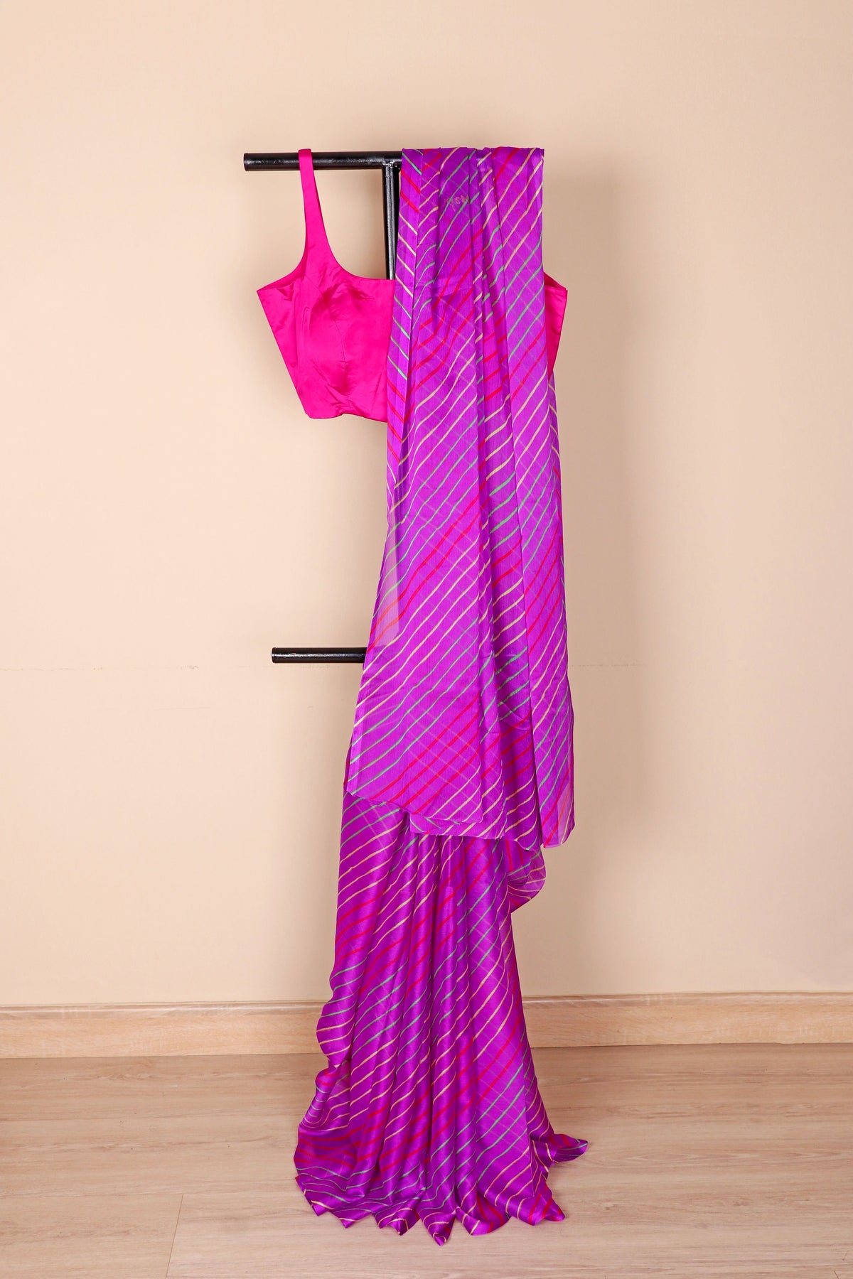 Purple Magenta Leheriya Stripe Georgette Saree - 983