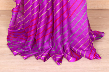 Purple Magenta Leheriya Stripe Georgette Saree - 983