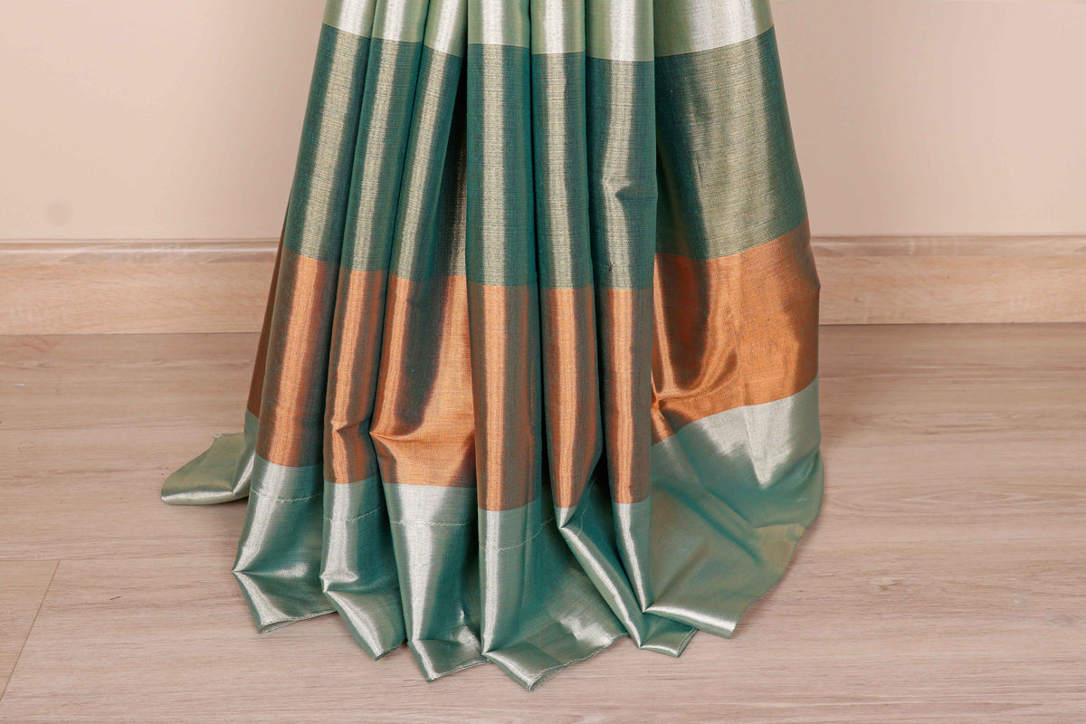 Multicolour Stripe Tissue Silk Saree - 984