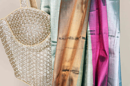Multicolour Stripe Tissue Silk Saree - 984