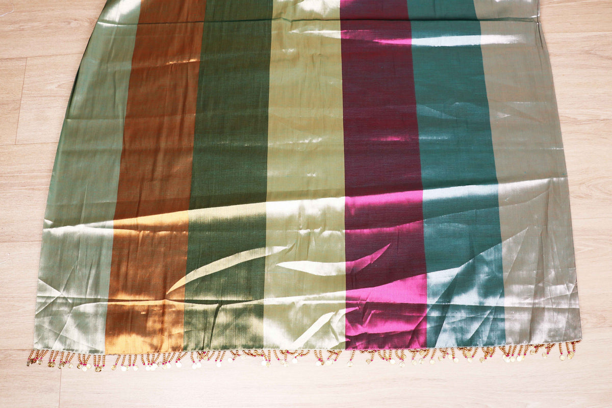 Multicolour Stripe Tissue Silk Saree - 984