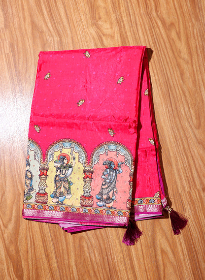 Ras Leela Kalamkari Silk Saree (New 219-R-219)