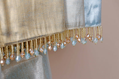 Ice Blue Gold Zari Tissue Silk Saree - 985