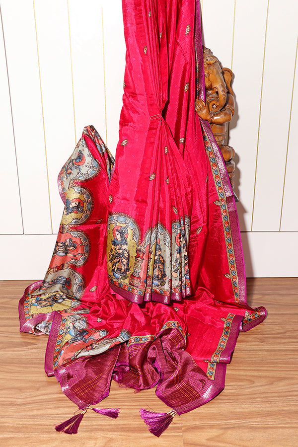 Ras Leela Kalamkari Silk Saree (New 219-R-219)