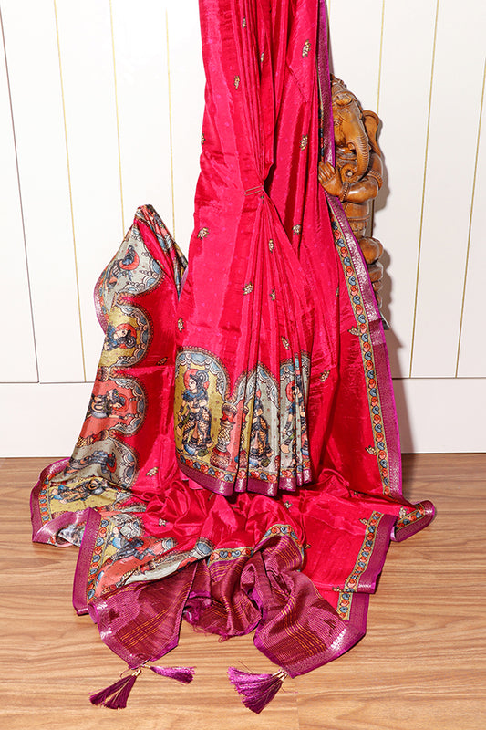 Ras Leela Kalamkari Silk Saree (New 219-R-219)