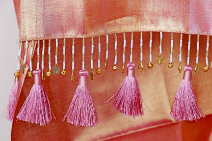 Rust Lavender Ombre Tissue Silk Saree - 987