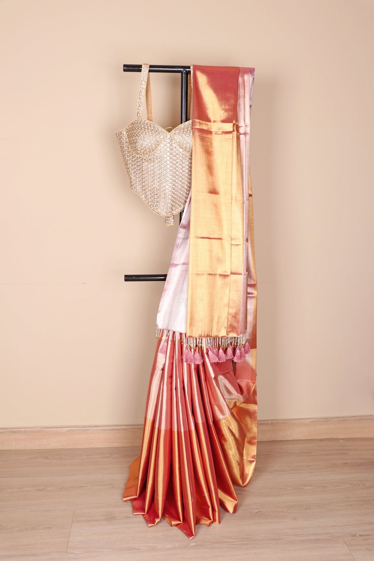 Rust Lavender Ombre Tissue Silk Saree - 987
