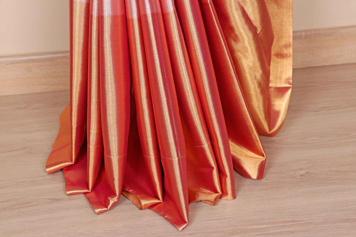 Rust Lavender Ombre Tissue Silk Saree - 987