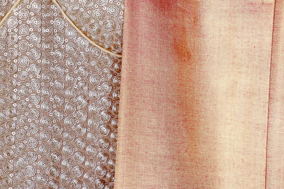 Rust Lavender Ombre Tissue Silk Saree - 987