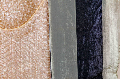 Black Bronze Stripe Tissue Saree - 992