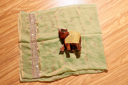 Sage Glimmer Sequin Crepe Saree (New 228-R-227)