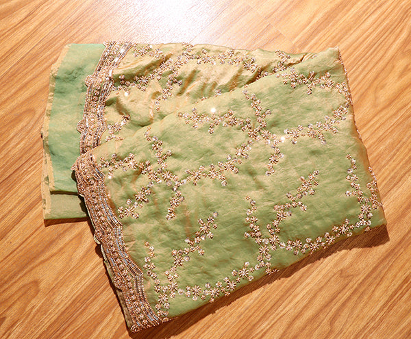 Sage Glimmer Sequin Crepe Saree (New 228-R-227)