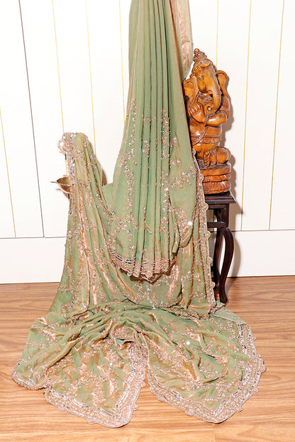 Sage Glimmer Sequin Crepe Saree (New 228-R-227)