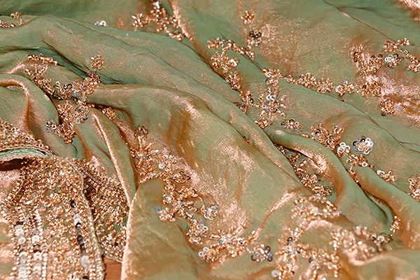 Sage Glimmer Sequin Crepe Saree (New 228-R-227)