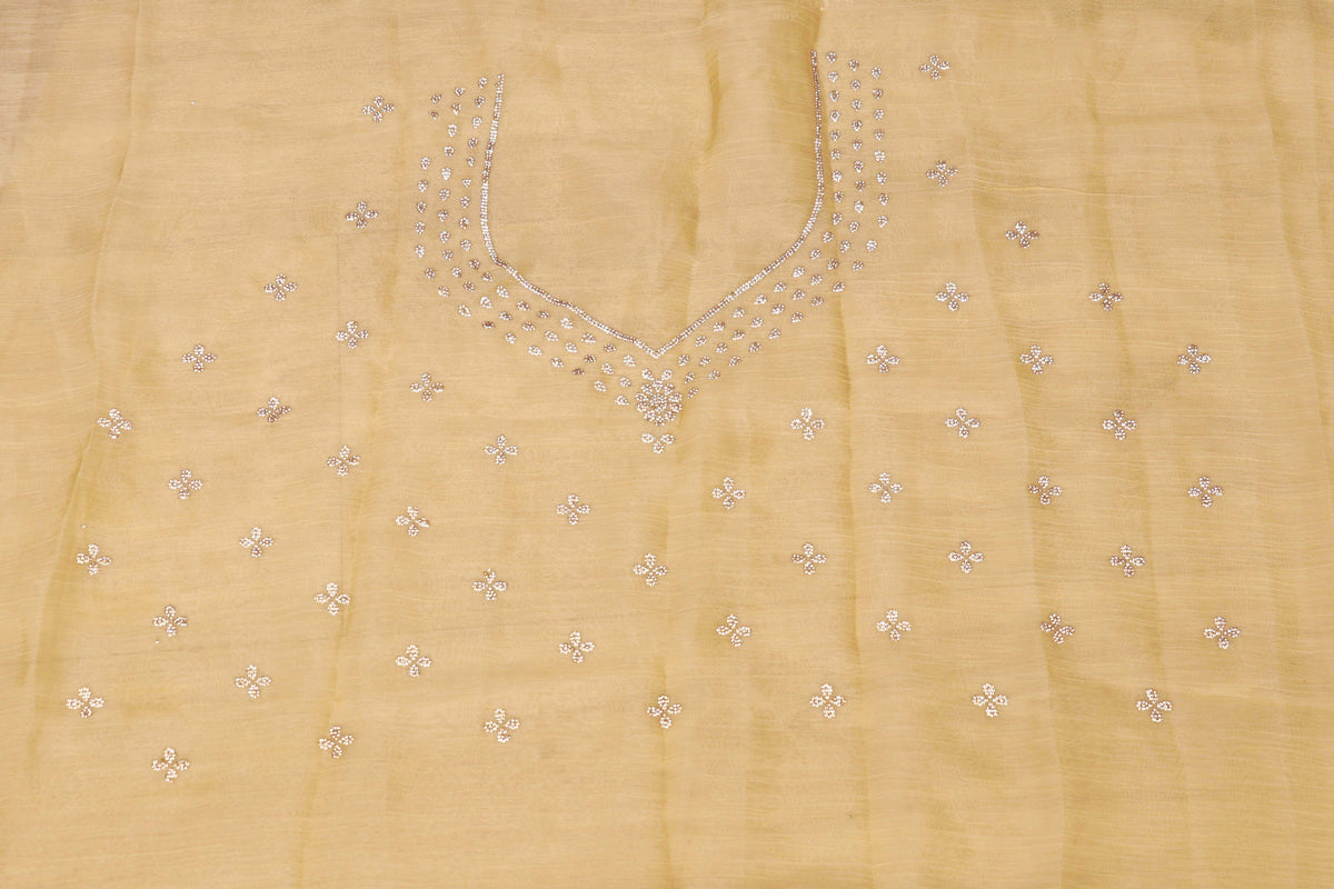 Yellow Georgette Saree with White Scalloped Embroidered Lace Border | 1008