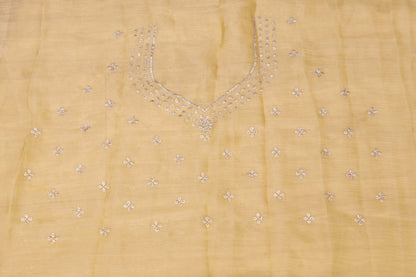 Yellow Georgette Saree with White Scalloped Embroidered Lace Border | 1008