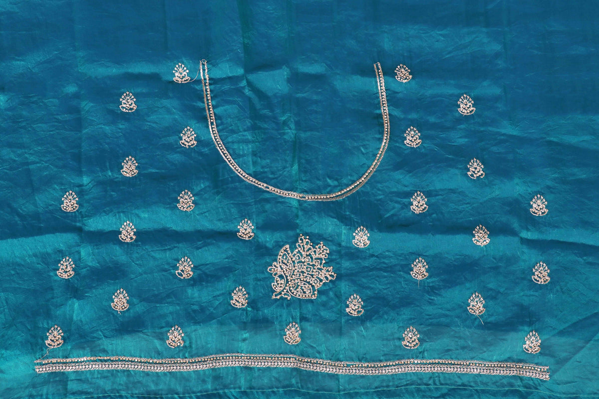 Teal Peacock Blue Fendi Tissue Saree | 1009