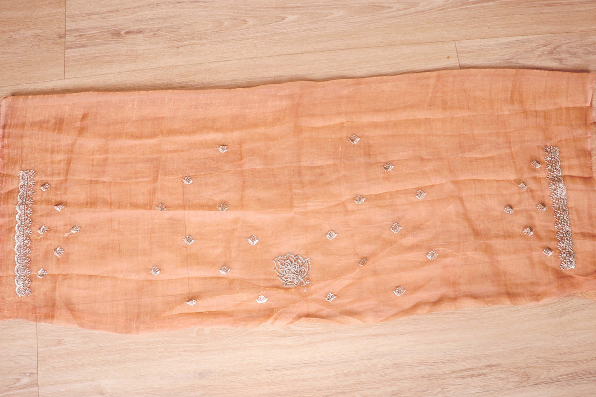Peach Organza Saree | 1010