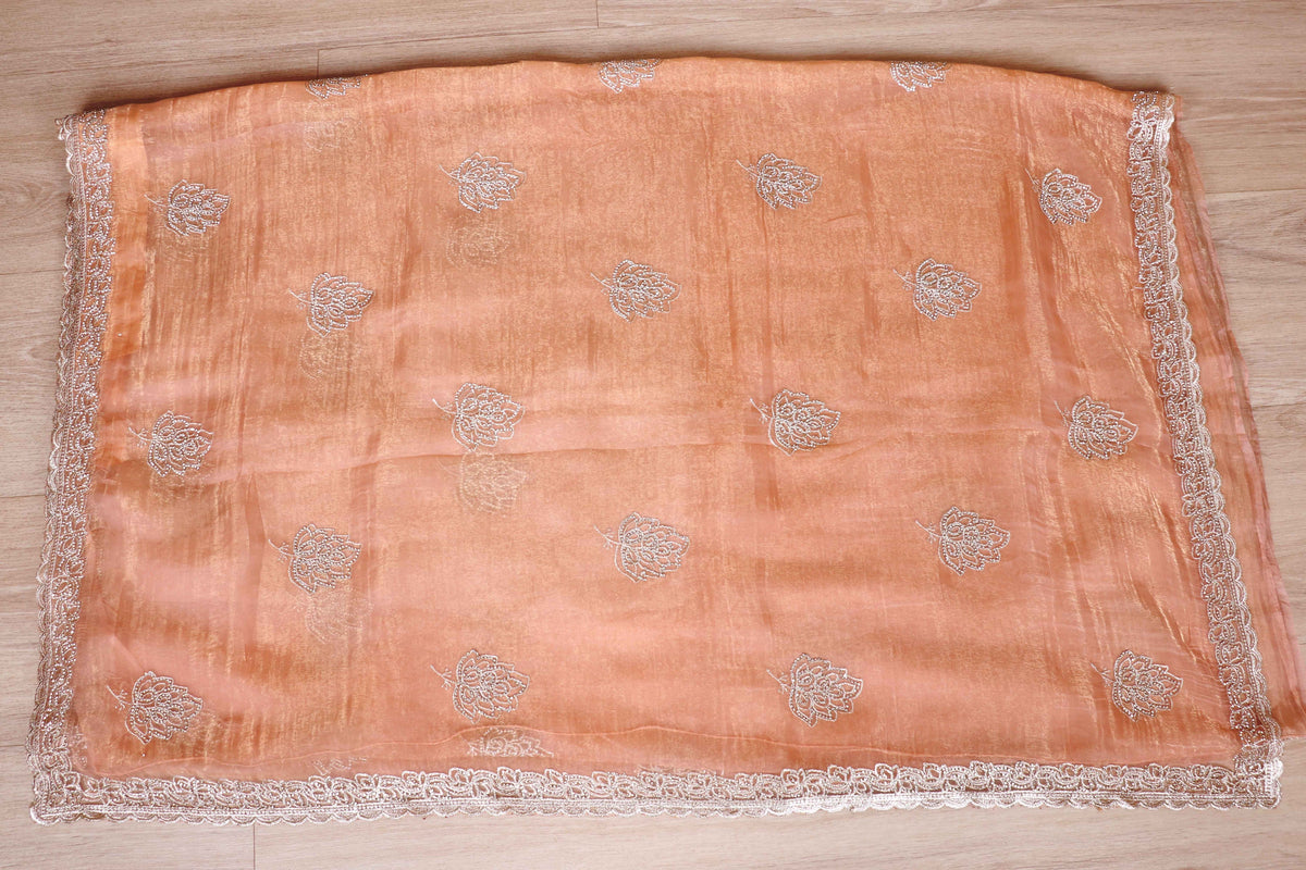 Peach Organza Saree | 1010