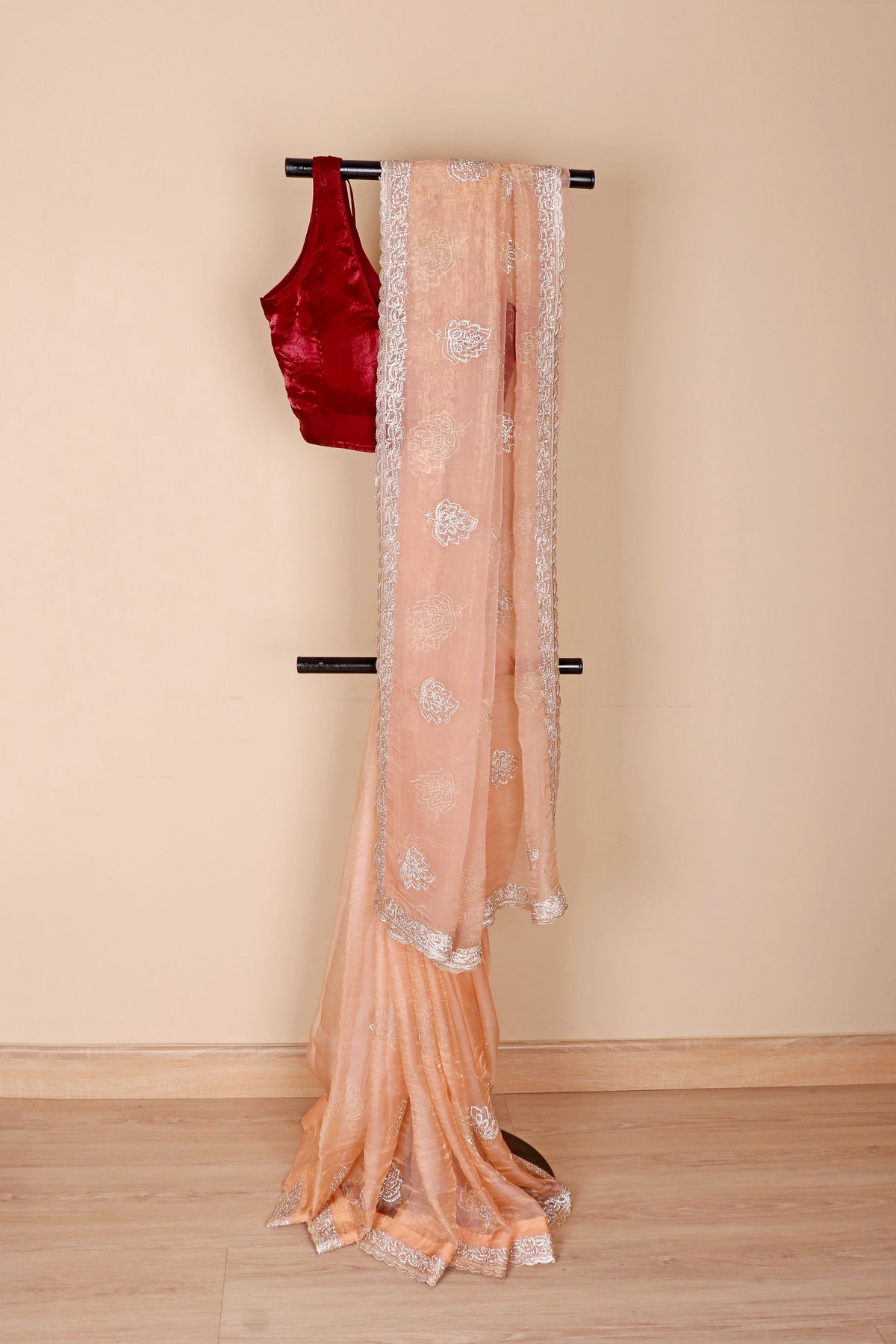 Peach Organza Saree | 1010