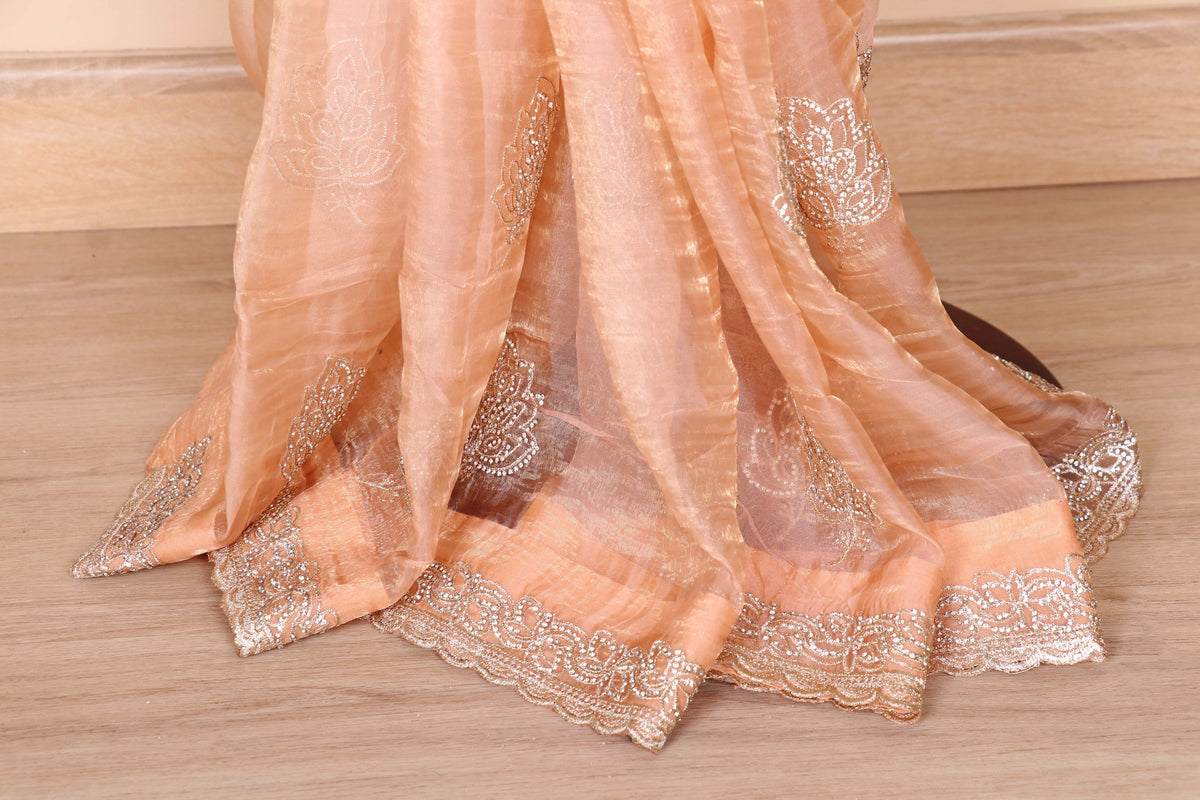 Peach Organza Saree | 1010