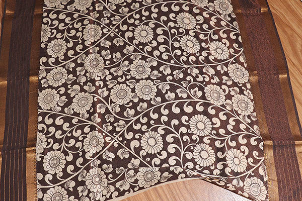 Mythical Madhubani – Hand-Painted Pen Kalamkari Saree (New 250-R-250)