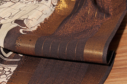 Mythical Madhubani – Hand-Painted Pen Kalamkari Saree (New 250-R-250)