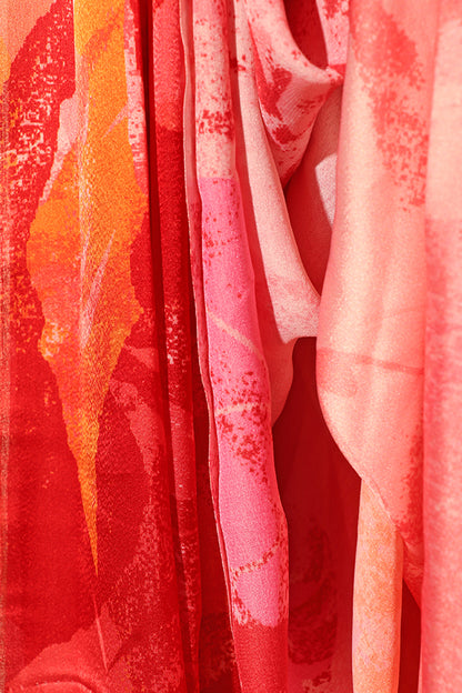 Crimson Cascade Dhoti Saree (New 270-R-275) (Pre-Draped)