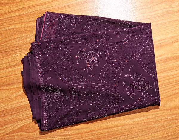 Royal Plum Crystal Chiffon Saree (New 311-R-306)