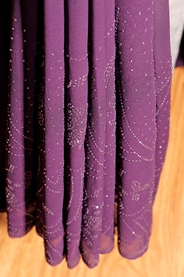 Royal Plum Crystal Chiffon Saree (New 311-R-306)