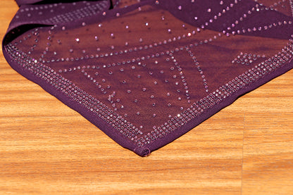 Royal Plum Crystal Chiffon Saree (New 311-R-306)