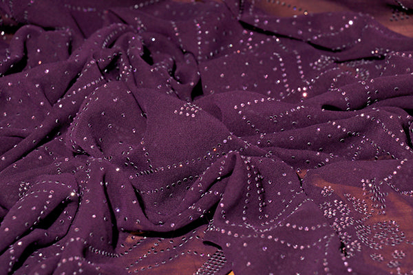 Royal Plum Crystal Chiffon Saree (New 311-R-306)