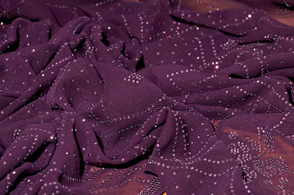 Royal Plum Crystal Chiffon Saree (New 311-R-306)