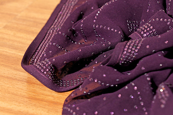 Royal Plum Crystal Chiffon Saree (New 311-R-306)