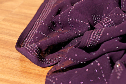 Royal Plum Crystal Chiffon Saree (New 311-R-306)