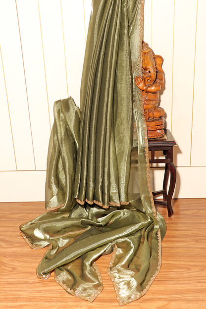 Olive Luster Shimmer Saree (New 312-R-307)