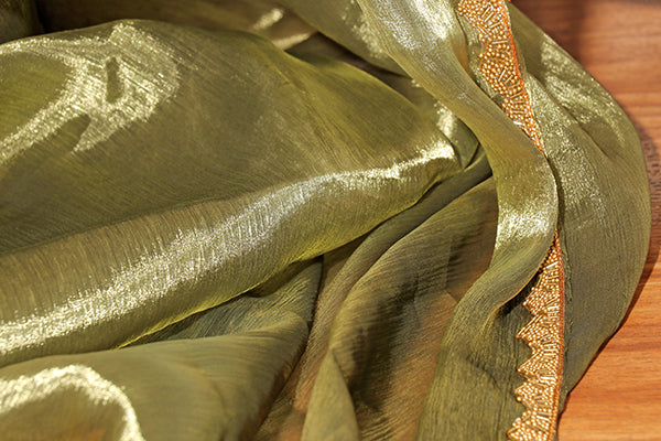 Olive Luster Shimmer Saree (New 312-R-307)