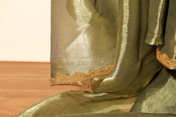 Olive Luster Shimmer Saree (New 312-R-307)