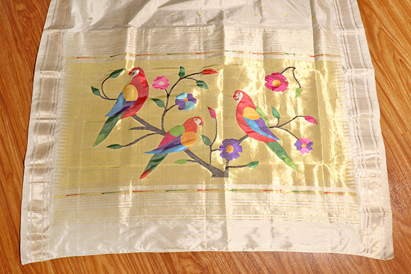 Ivory Blossom – Pure Yeola Paithani (New 315-R-310)