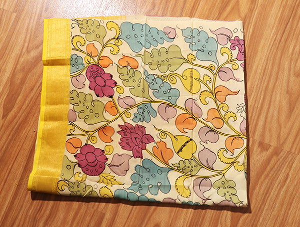 Mythic Muse – Hand-Painted Pen Kalamkari in Mangalagiri Silk (New 316-R-311)