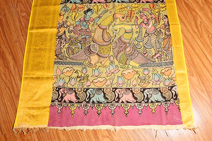 Mythic Muse – Hand-Painted Pen Kalamkari in Mangalagiri Silk (New 316-R-311)