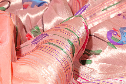 Blush Bloom – Authentic Yeola Paithani in Pastel Pink (New 317-R-312) (Need to find blouse piece)