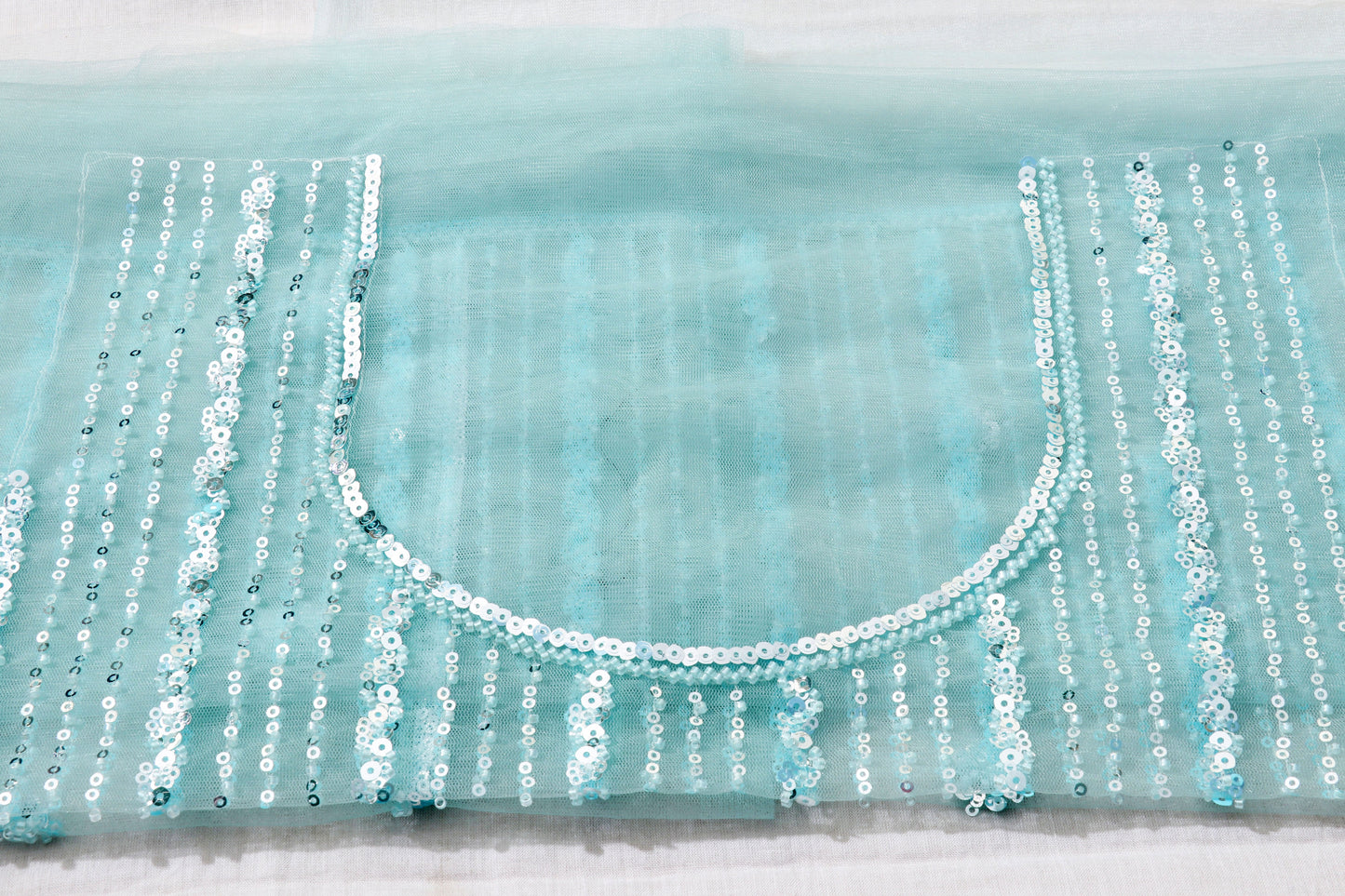 Jal Taara – Ice Blue All-Over Sequin Georgette Saree - 601